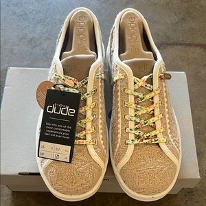 Hey Dude Tan Sneakers with Floral Laces